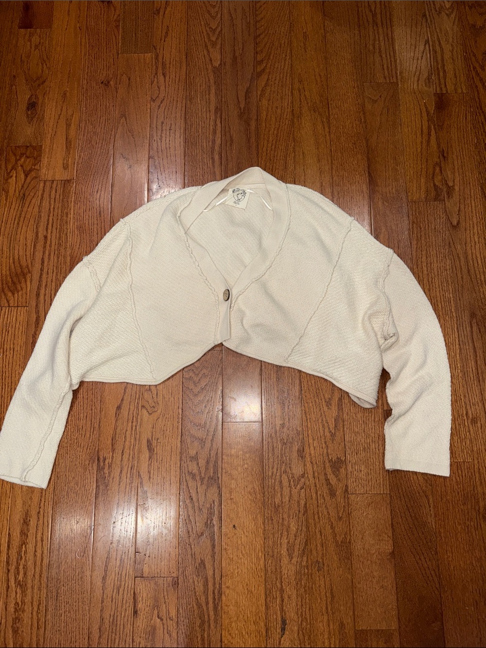 We The Free Cropped Cream Button-Front Cardigan